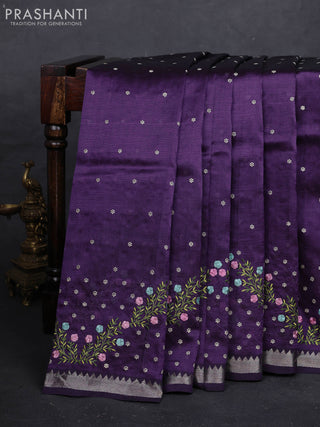 Purple Mangalagiri Silk Cotton - Embroidery