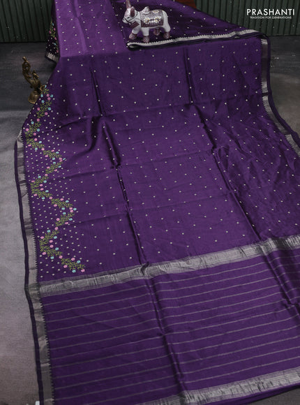 Purple Mangalagiri Silk Cotton - Embroidery