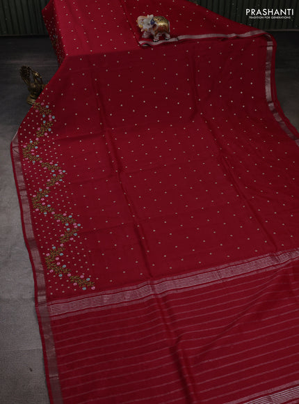 Red Mangalagiri Silk Cotton - Embroidery