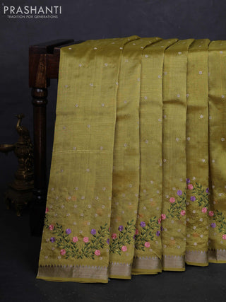 Lime Green Mangalagiri Silk Cotton - Embroidery