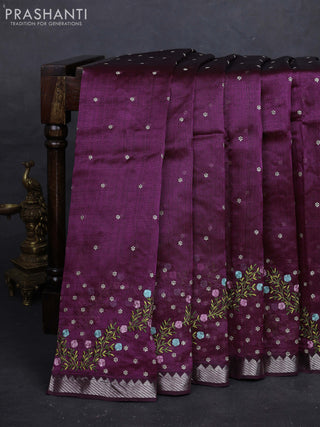 Wine Mangalagiri Silk Cotton - Embroidery