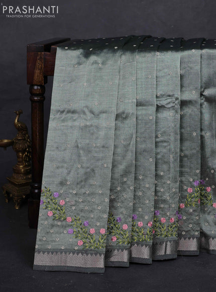 Pastel Green Mangalagiri Silk Cotton - Embroidery