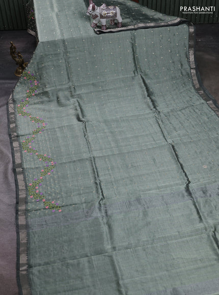 Pastel Green Mangalagiri Silk Cotton - Embroidery