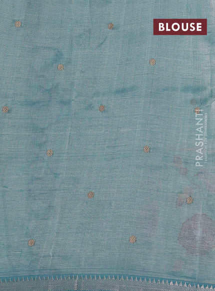 Teal Blue Mangalagiri Silk Cotton - Embroidery
