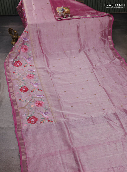 Pink Mangalagiri Silk Cotton - Embroidery