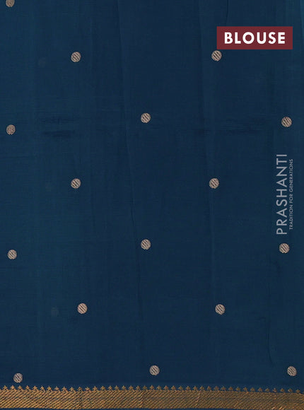 Peacock Blue Mangalagiri Silk Cotton - Embroidery