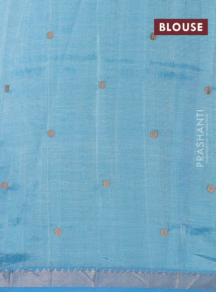 Teal Blue Mangalagiri Silk Cotton - Embroidery