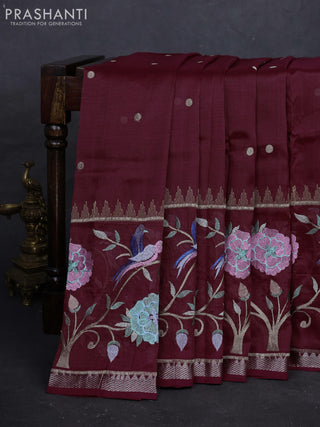 Maroon Mangalagiri Silk Cotton - Embroidery