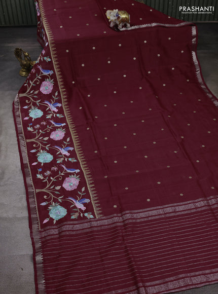 Maroon Mangalagiri Silk Cotton - Embroidery