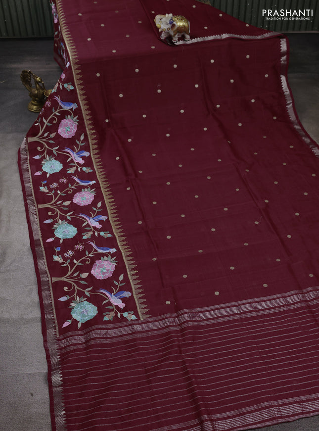 Maroon Mangalagiri Silk Cotton - Embroidery