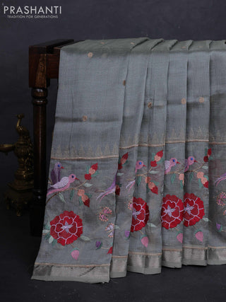 Grey Mangalagiri Silk Cotton - Embroidery