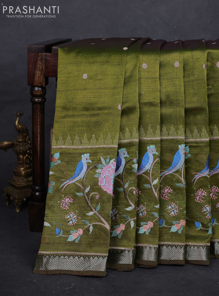 Green Mangalagiri Silk Cotton - Embroidery