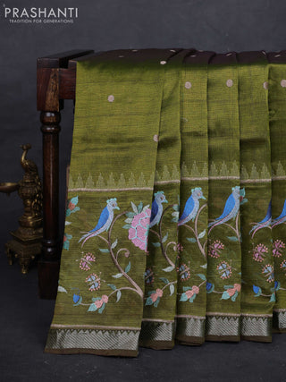 Green Mangalagiri Silk Cotton - Embroidery