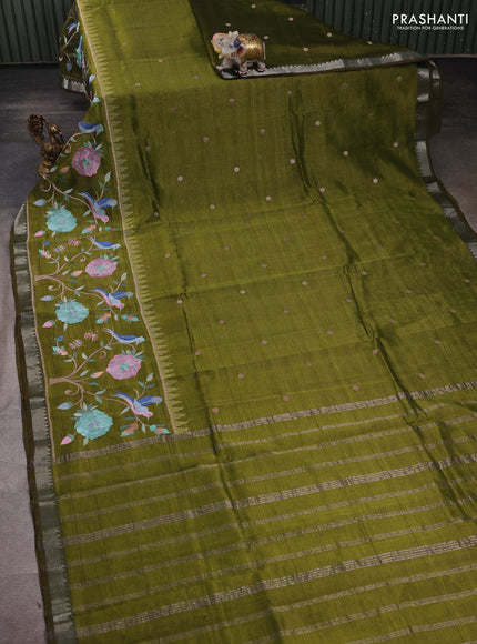 Green Mangalagiri Silk Cotton - Embroidery