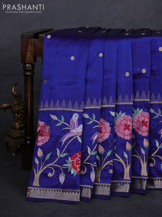Navy Blue Mangalagiri Silk Cotton - Embroidery