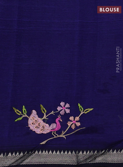 Navy Blue Mangalagiri Silk Cotton - Embroidery