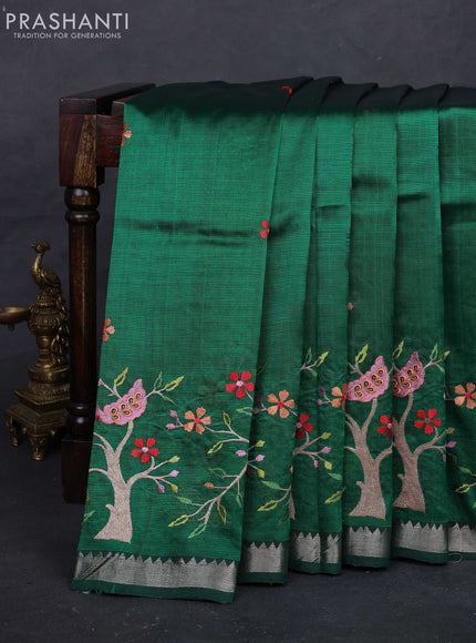 Green Mangalagiri Silk Cotton - Embroidery
