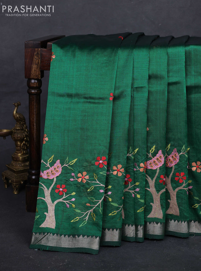 Green Mangalagiri Silk Cotton - Embroidery