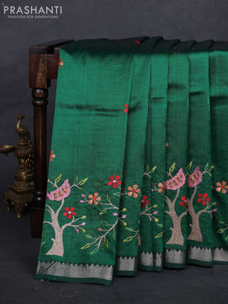 Green Mangalagiri Silk Cotton - Embroidery