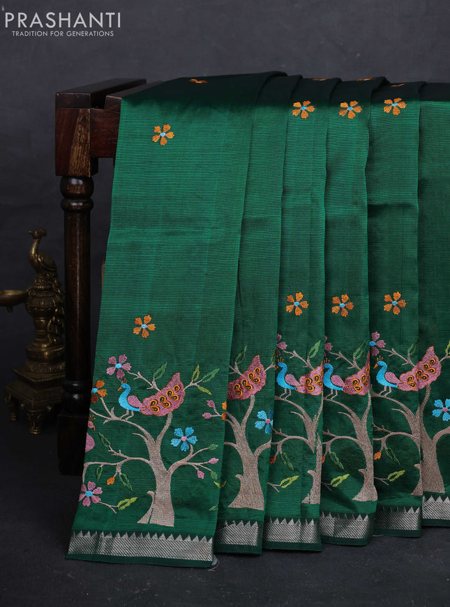 Green Mangalagiri Silk Cotton - Embroidery