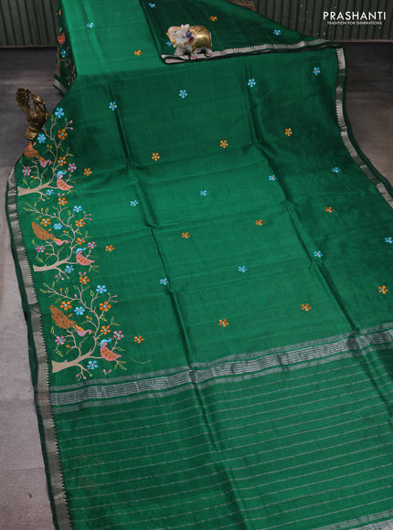 Green Mangalagiri Silk Cotton - Embroidery