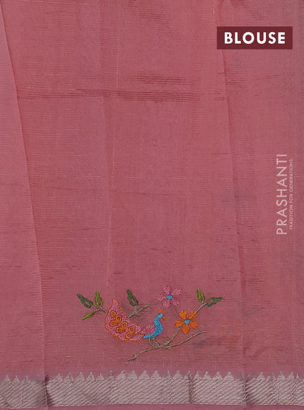 Peach Mangalagiri Silk Cotton - Embroidery