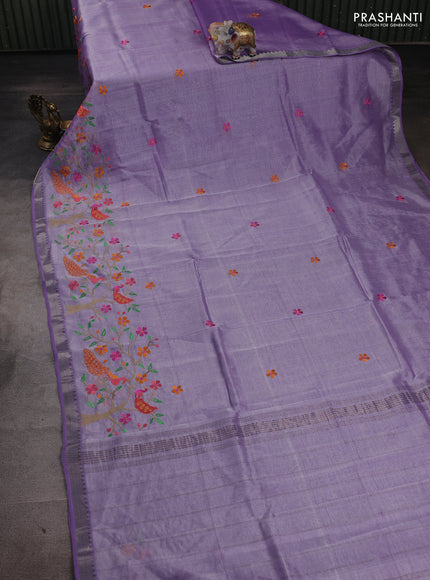Lavender Mangalagiri Silk Cotton - Embroidery