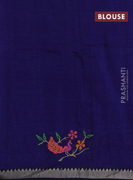 Navy Blue Mangalagiri Silk Cotton - Embroidery