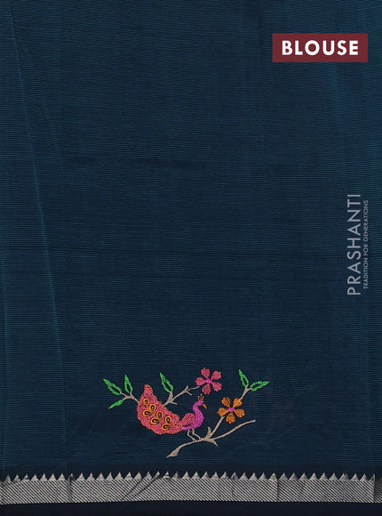 Peacock Blue Mangalagiri Silk Cotton - Embroidery
