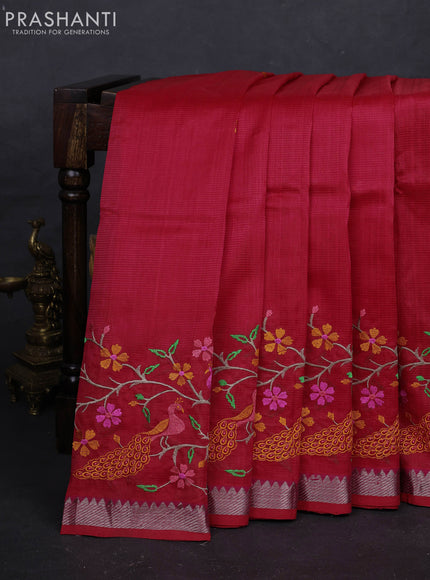 Red Mangalagiri Silk Cotton - Embroidery