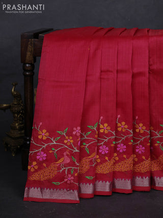 Red Mangalagiri Silk Cotton - Embroidery