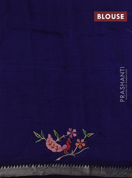 Navy Blue Mangalagiri Silk Cotton - Embroidery
