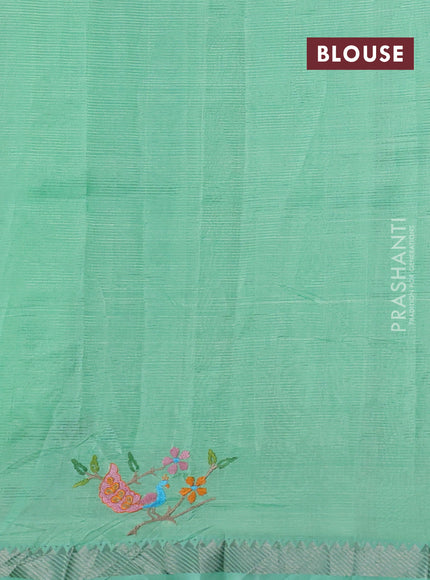 Teal Green Mangalagiri Silk Cotton - Embroidery