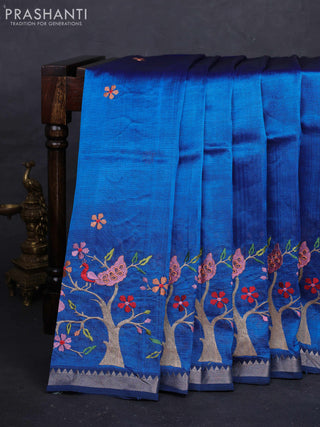Peacock Blue Mangalagiri Silk Cotton - Embroidery