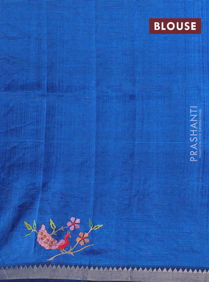 Peacock Blue Mangalagiri Silk Cotton - Embroidery