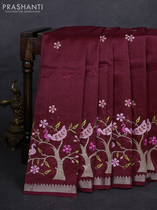 Maroon Mangalagiri Silk Cotton - Embroidery