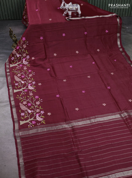 Maroon Mangalagiri Silk Cotton - Embroidery