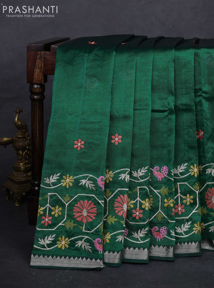 Green Mangalagiri Silk Cotton - Embroidery