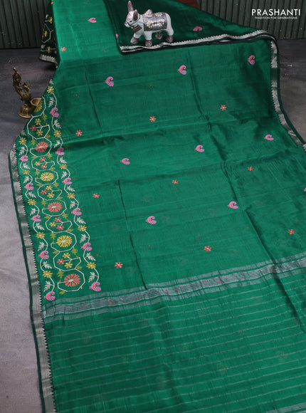 Green Mangalagiri Silk Cotton - Embroidery