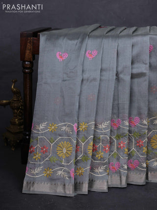 Grey Mangalagiri Silk Cotton - Embroidery