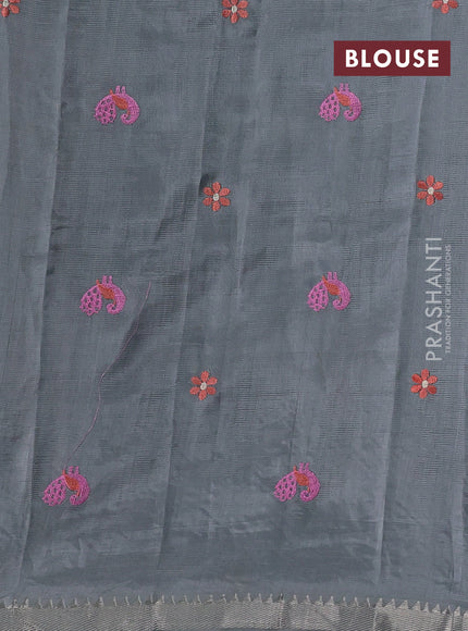 Grey Mangalagiri Silk Cotton - Embroidery