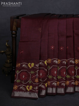 Maroon Mangalagiri Silk Cotton - Embroidery