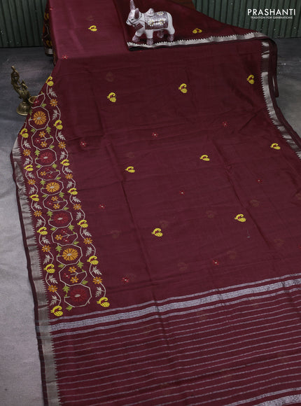 Maroon Mangalagiri Silk Cotton - Embroidery