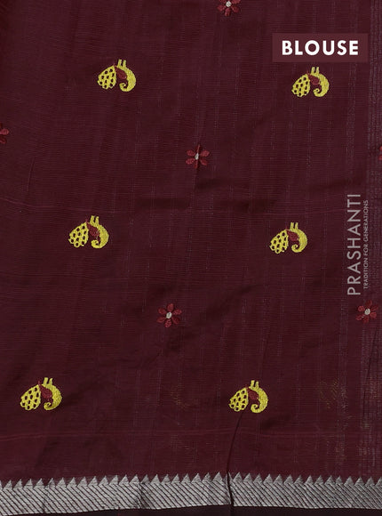 Maroon Mangalagiri Silk Cotton - Embroidery