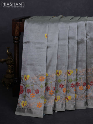 Grey Mangalagiri Silk Cotton - Embroidery