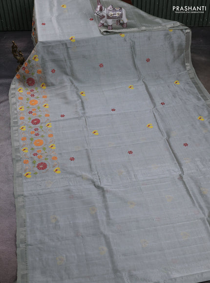 Grey Mangalagiri Silk Cotton - Embroidery
