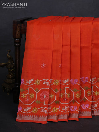 Orange Mangalagiri Silk Cotton - Embroidery