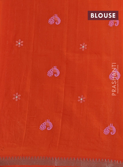 Orange Mangalagiri Silk Cotton - Embroidery
