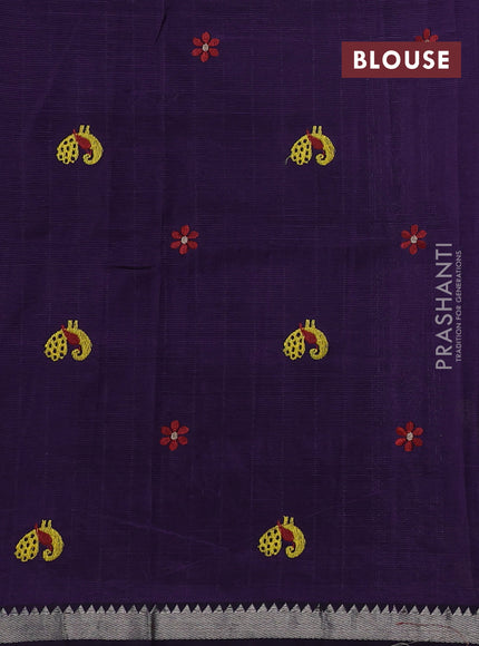 Purple Mangalagiri Silk Cotton - Embroidery