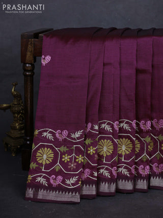 Wine Mangalagiri Silk Cotton - Embroidery